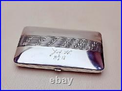 1913 Signed Vintage Silver Tone Metal Alpacca Cigarette Case