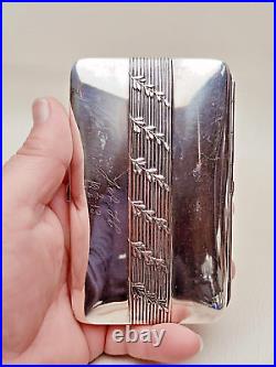 1913 Signed Vintage Silver Tone Metal Alpacca Cigarette Case