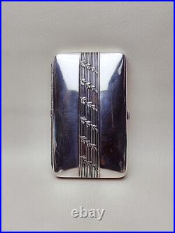 1913 Signed Vintage Silver Tone Metal Alpacca Cigarette Case