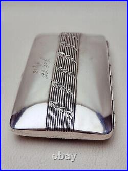 1913 Signed Vintage Silver Tone Metal Alpacca Cigarette Case