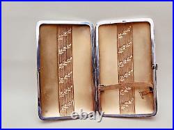 1913 Signed Vintage Silver Tone Metal Alpacca Cigarette Case