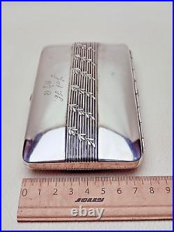 1913 Signed Vintage Silver Tone Metal Alpacca Cigarette Case