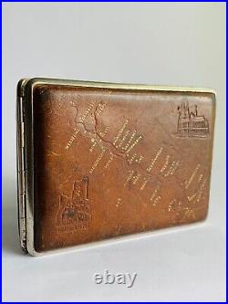 1950's Vintage Leather Germany Cigarette Case Embossing on Leather Drachenfels