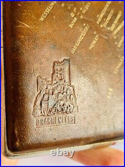 1950's Vintage Leather Germany Cigarette Case Embossing on Leather Drachenfels