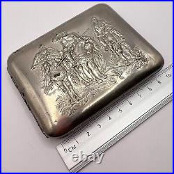 1950's Vintage Soviet Men's USSR Steel Nikel Cigarette Case Three Heroes