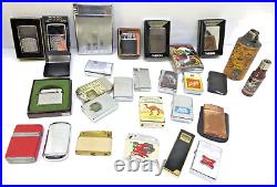 27 Vintage Cigarette Lighters / cases Ronson- Zippos Loaded