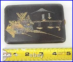 ANTIQUE Japanese Case Komai Mount Fuji 24K GOLD 24K SILVER Inlay Holder