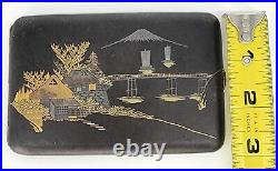 ANTIQUE Japanese Case Komai Mount Fuji 24K GOLD 24K SILVER Inlay Holder