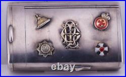 Antique Imperial Russ Faberge Cigarette Case Silver Enamel-1886-Boxed Tsar's Era