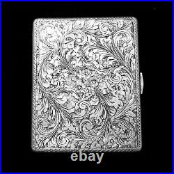 Antique Vintage 800 Italian Sterling Silver Cigarette Case Hand Engraved (#011)