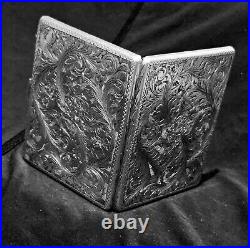 Antique Vintage 800 Italian Sterling Silver Cigarette Case Hand Engraved (#011)