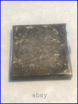 Antique Vintage 800 Italian Sterling Silver Cigarette Case Hand Engraved (22)