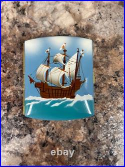 Antique Vintage German Enamel & Brass Boat SAILING SHIP Cigarette Case