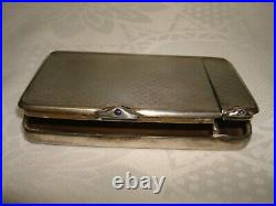 Art Deco Vtg Unique Stamp A S Metal With Stones Cigarette Case Matches Holder