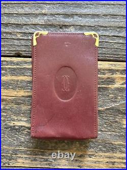 Auth Vintage CARTIER Logo Leather Cigarette Case Cover Pouch Burgundy