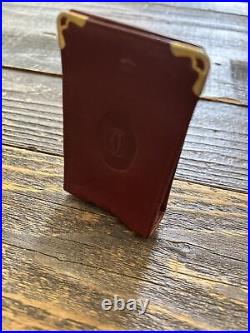 Auth Vintage CARTIER Logo Leather Cigarette Case Cover Pouch Burgundy