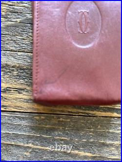 Auth Vintage CARTIER Logo Leather Cigarette Case Cover Pouch Burgundy