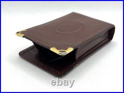 Auth Vintage CARTIER Logo Leather Cigarette Case Cover Pouch Burgundy