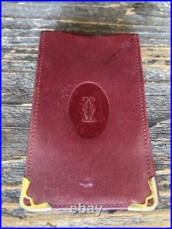 Auth Vintage CARTIER Logo Leather Cigarette Case Cover Pouch Burgundy