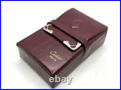 Auth Vintage CARTIER Logo Leather Square Cigarette Case Pouch Burgundy