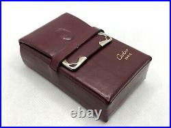 Auth Vintage CARTIER Logo Leather Square Cigarette Case Pouch Burgundy