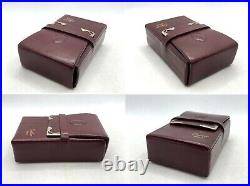 Auth Vintage CARTIER Logo Leather Square Cigarette Case Pouch Burgundy