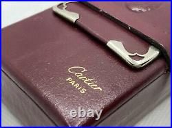 Auth Vintage CARTIER Logo Leather Square Cigarette Case Pouch Burgundy