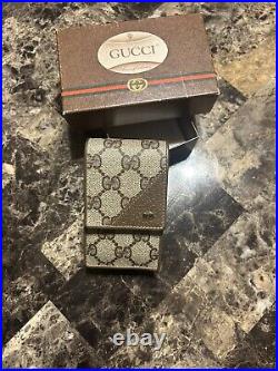 Auth Vintage GUCCI Old Gucci Cigarette Case Pouch Canvas Leather