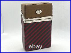 Auth Vintage GUCCI Old Gucci Cigarette Case Striped Red / Brown / Gold Metal HW