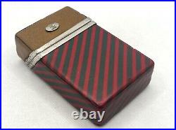 Auth Vintage GUCCI Old Gucci Cigarette Case Striped Red / Brown / Gold Metal HW