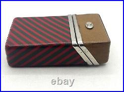 Auth Vintage GUCCI Old Gucci Cigarette Case Striped Red / Brown / Gold Metal HW