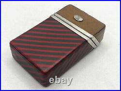 Auth Vintage GUCCI Old Gucci Cigarette Case Striped Red / Brown / Gold Metal HW