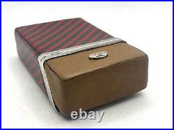 Auth Vintage GUCCI Old Gucci Cigarette Case Striped Red / Brown / Gold Metal HW