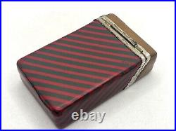 Auth Vintage GUCCI Old Gucci Cigarette Case Striped Red / Brown / Gold Metal HW