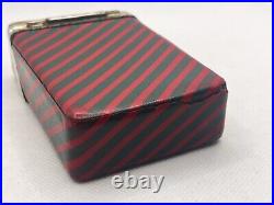 Auth Vintage GUCCI Old Gucci Cigarette Case Striped Red / Brown / Gold Metal HW