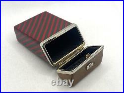 Auth Vintage GUCCI Old Gucci Cigarette Case Striped Red / Brown / Gold Metal HW