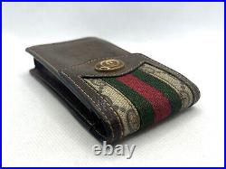 Auth Vintage GUCCI Old Gucci Sherry Line Cigarette Case Pouch Canvas Leather