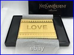 Auth Vintage YVES SAINT LAURENT YSL LOVE Logo Cigarette Holder Case Gold w Box