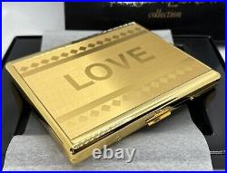 Auth Vintage YVES SAINT LAURENT YSL LOVE Logo Cigarette Holder Case Gold w Box