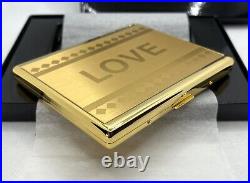 Auth Vintage YVES SAINT LAURENT YSL LOVE Logo Cigarette Holder Case Gold w Box