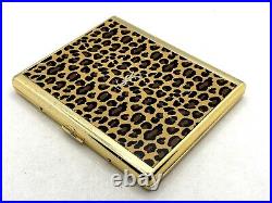 Auth! Vintage YVES SAINT LAURENT YSL Leopard Design Cigarette Holder Case Gold