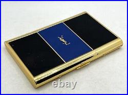 Auth Vintage YVES SAINT LAURENT YSL Logo Cigarette Holder Case Gold Black Blue