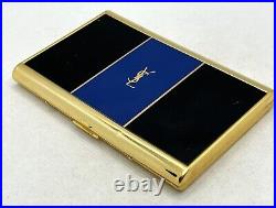 Auth Vintage YVES SAINT LAURENT YSL Logo Cigarette Holder Case Gold Black Blue