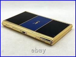 Auth Vintage YVES SAINT LAURENT YSL Logo Cigarette Holder Case Gold Black Blue