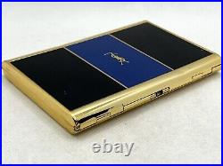 Auth Vintage YVES SAINT LAURENT YSL Logo Cigarette Holder Case Gold Black Blue