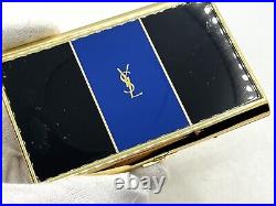 Auth Vintage YVES SAINT LAURENT YSL Logo Cigarette Holder Case Gold Black Blue