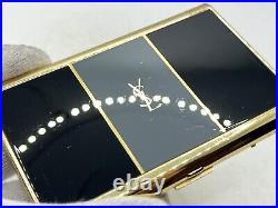 Auth Vintage YVES SAINT LAURENT YSL Logo Cigarette Holder Case Gold Black Gray