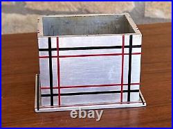 Bauhaus Art Deco Machine Age Aluminum Geometric Suprematism Cigarette Box Vtg