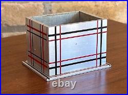 Bauhaus Art Deco Machine Age Aluminum Geometric Suprematism Cigarette Box Vtg