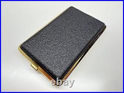 Beautiful vintage made in germany black leather & metal cigarette case